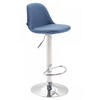 BARHOCKER Stoff blau - Chromfarben/Blau, Textil/Metall (39/82/43cm) - CLP