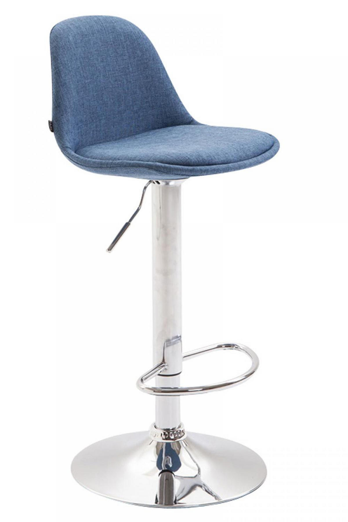 BARHOCKER Stoff blau - Chromfarben/Blau, Textil/Metall (39/82/43cm) - CLP