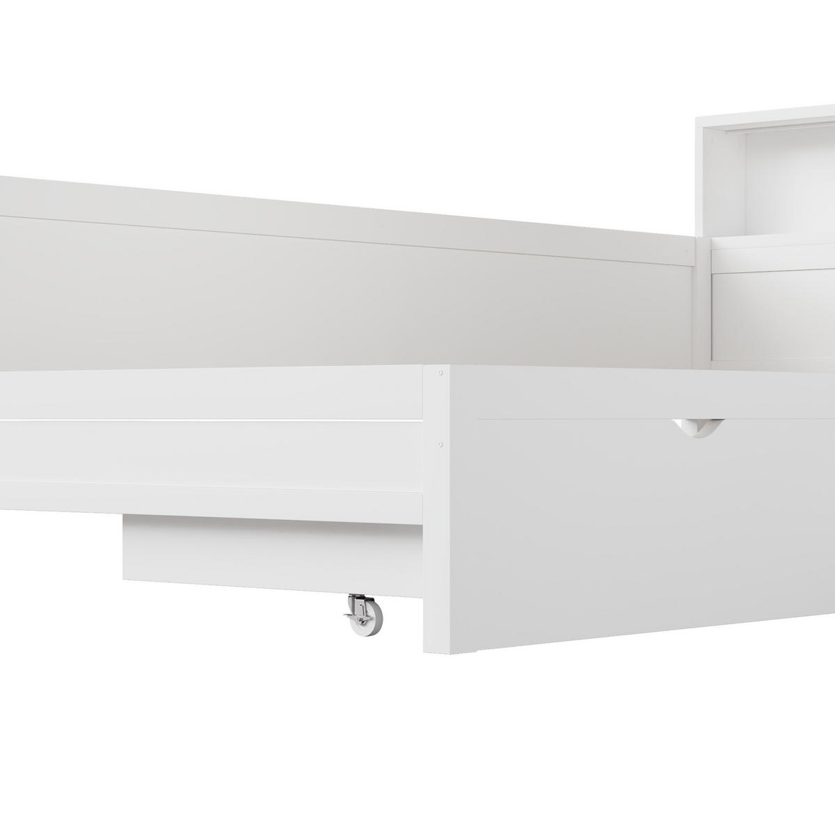 TAGESBETT 90/200 cm aus MDF und Sperrholz mit Ausziehbett, LED und Ladestation, Weiß - Weiß, Holzwerkstoff (90/200cm) - Redom