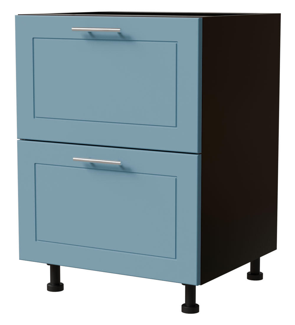 SCHUBLADENUNTERSCHRANK Bari D2A/60/1A Schwarz / RAL 5024 pastellblau 60 / 50 / 82cm - Blau/Schwarz, Holz/Holzwerkstoff (60/82/50cm) - Feldmann-Wohnen