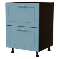 SCHUBLADENUNTERSCHRANK Bari D2/60 Schwarz / RAL 5024 pastellblau 60 / 50 / 82cm Blum Teilauszug - Blau/Schwarz, Holz/Holzwerkstoff (60/82/50cm) - Feldmann-Wohnen