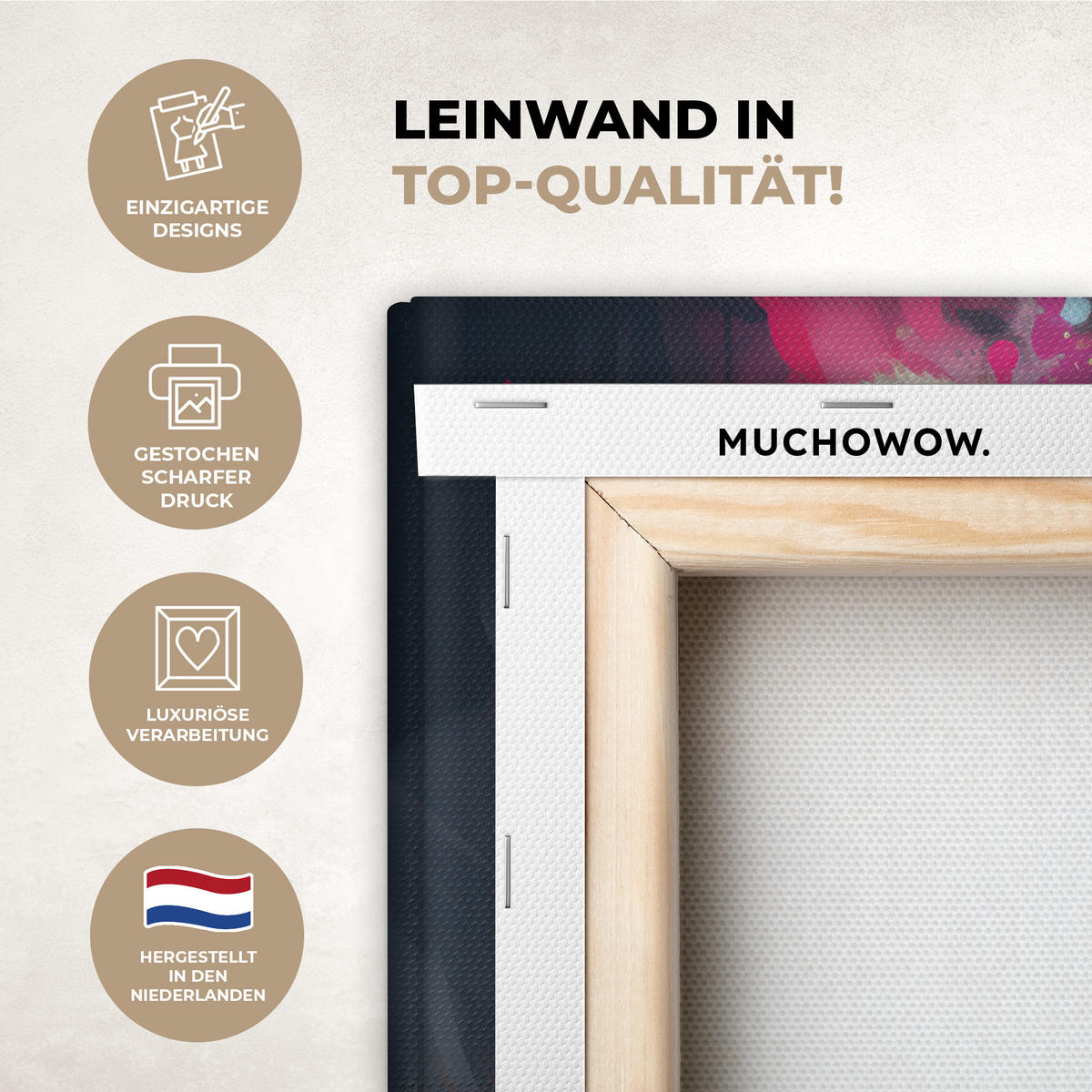 LEINWANDBILD Panda - Jacke - Graffiti - Orange Wandbild 40x30 cm - Orange, Textil (40/30cm) - MuchoWow