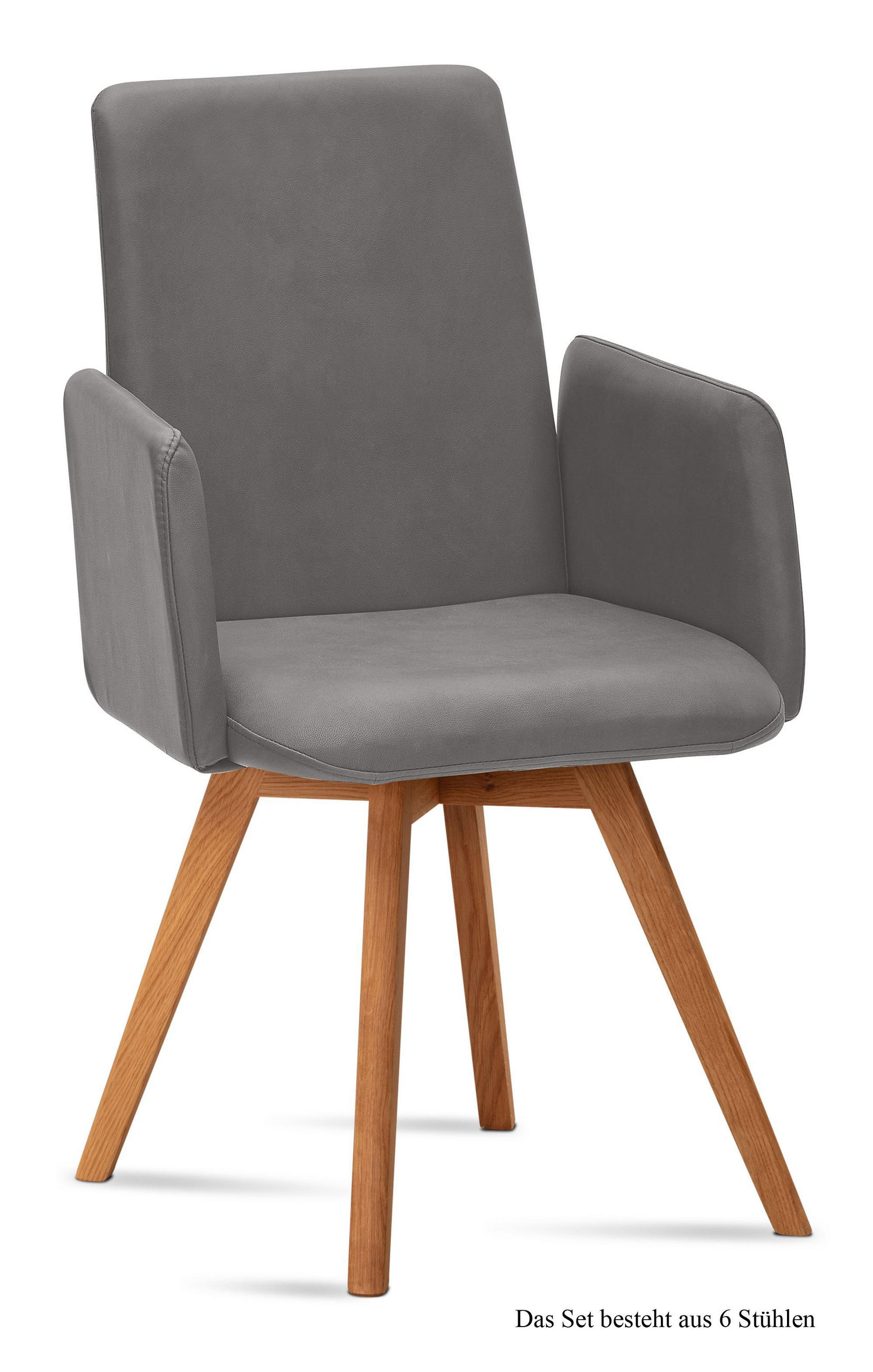 ARMLEHNSTUHL (6er-Set) Dilys 52x92x60 Eiche geölt/Grau - Eichefarben/Grau, Kunststoff (60/92/52cm) - 58aufmkessel