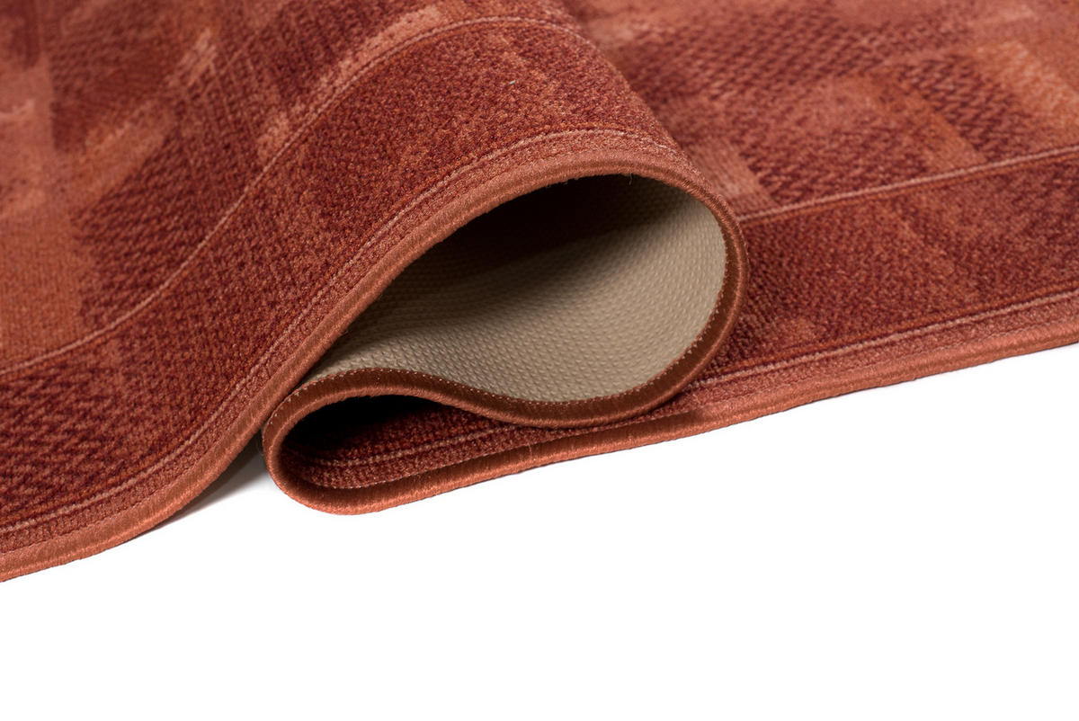 TEPPICHLÄUFER Anti-Rutsch Dunkelorange Rot rutschfest Gummiunterlage 67/100 cm - Rot/Dunkelorange, Textil (67/100cm) - Tapiso