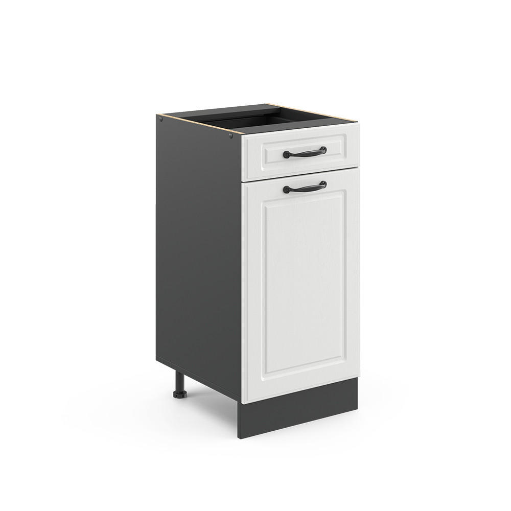 KÜCHENUNTERSCHRANK R-Line Weiß Landhaus 40 cm ohne AP - Anthrazit/Weiß, Holzwerkstoff (40/81.6/46cm) - Vicco