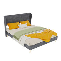 POLSTERBETT 140/200 cm grau aus Stoff und Metall mit gepolstertem Kopfteil - Grau, Textil (140/200cm) - OKWISH