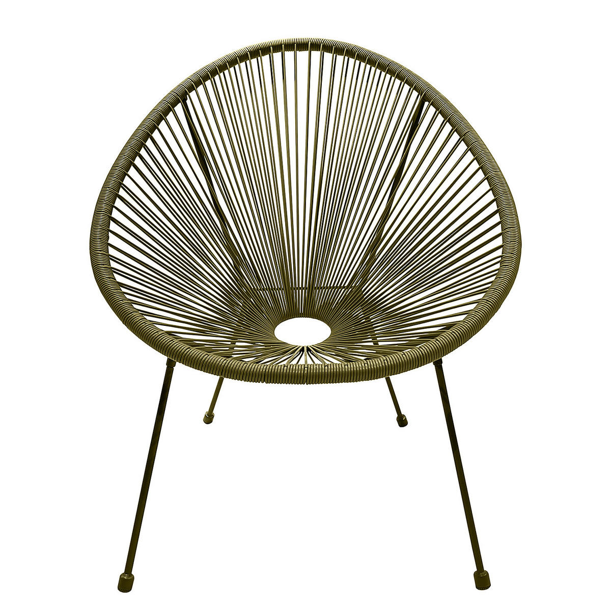 SITZGRUPPE - Stahl / Polyrattan - 3-teilig - Olivgrün, Naturmaterialien/Glas - home24