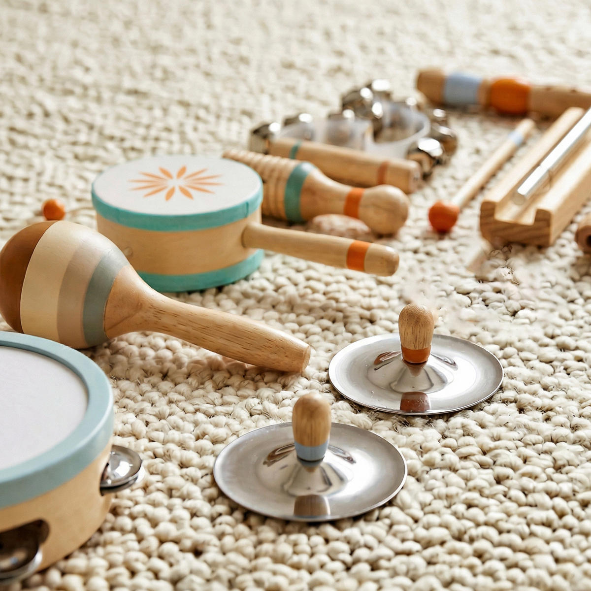 MUSIKINSTRUMENTE DE-18655 10-teilig, Holz-Tamburin & Maracas Natur - Multicolor, Holzwerkstoff (15/4.8/15cm) - ComfortXL
