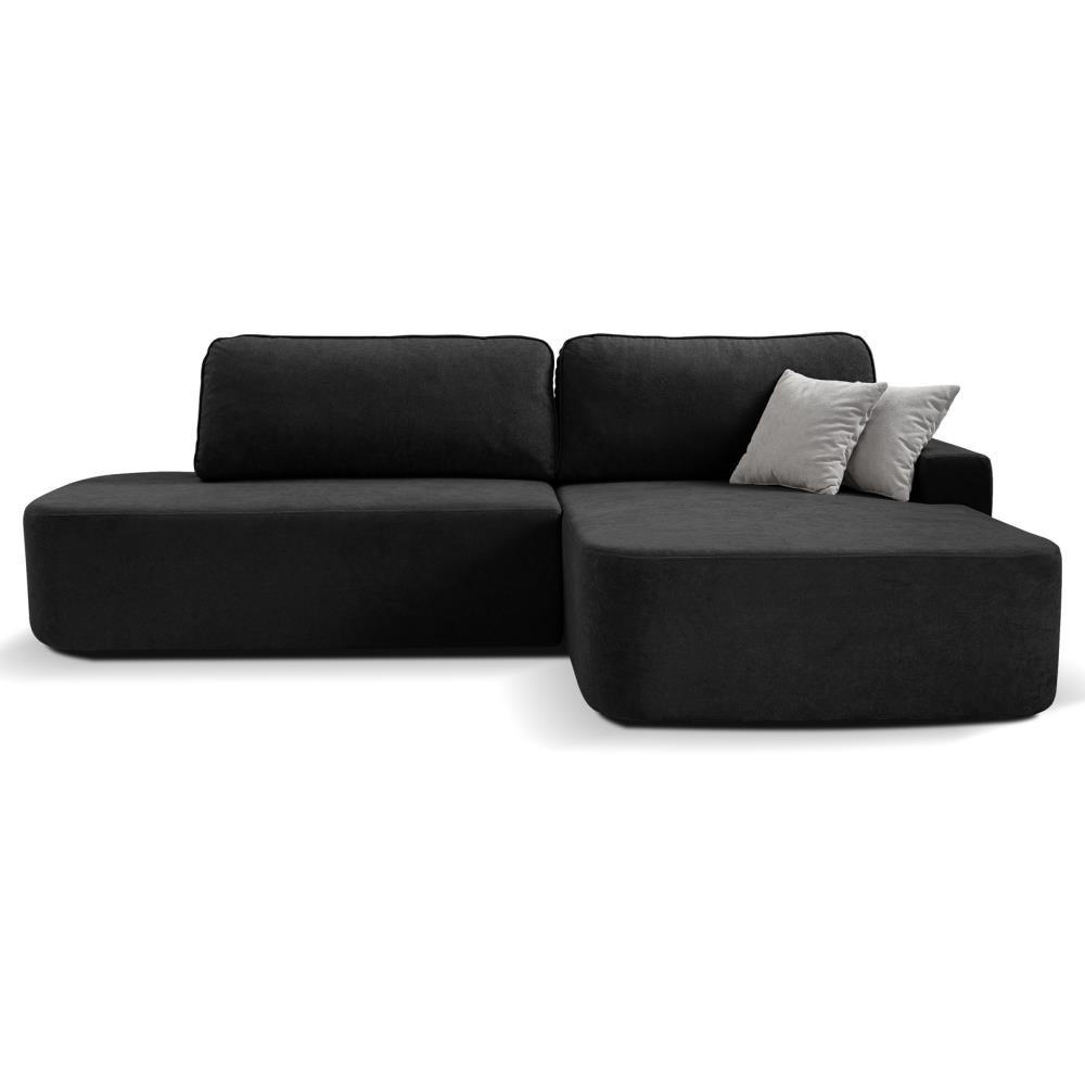 ECKSCHLAFSOFA Gavi schwarz velours rechts - Schwarz, Textil (269/171cm) - Beautysofa