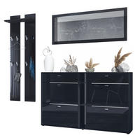 GARDEROBE Orlando Schwarz Hochglanz - Schwarz Hochglanz, Holzwerkstoff (215/210/28cm) - Vladon