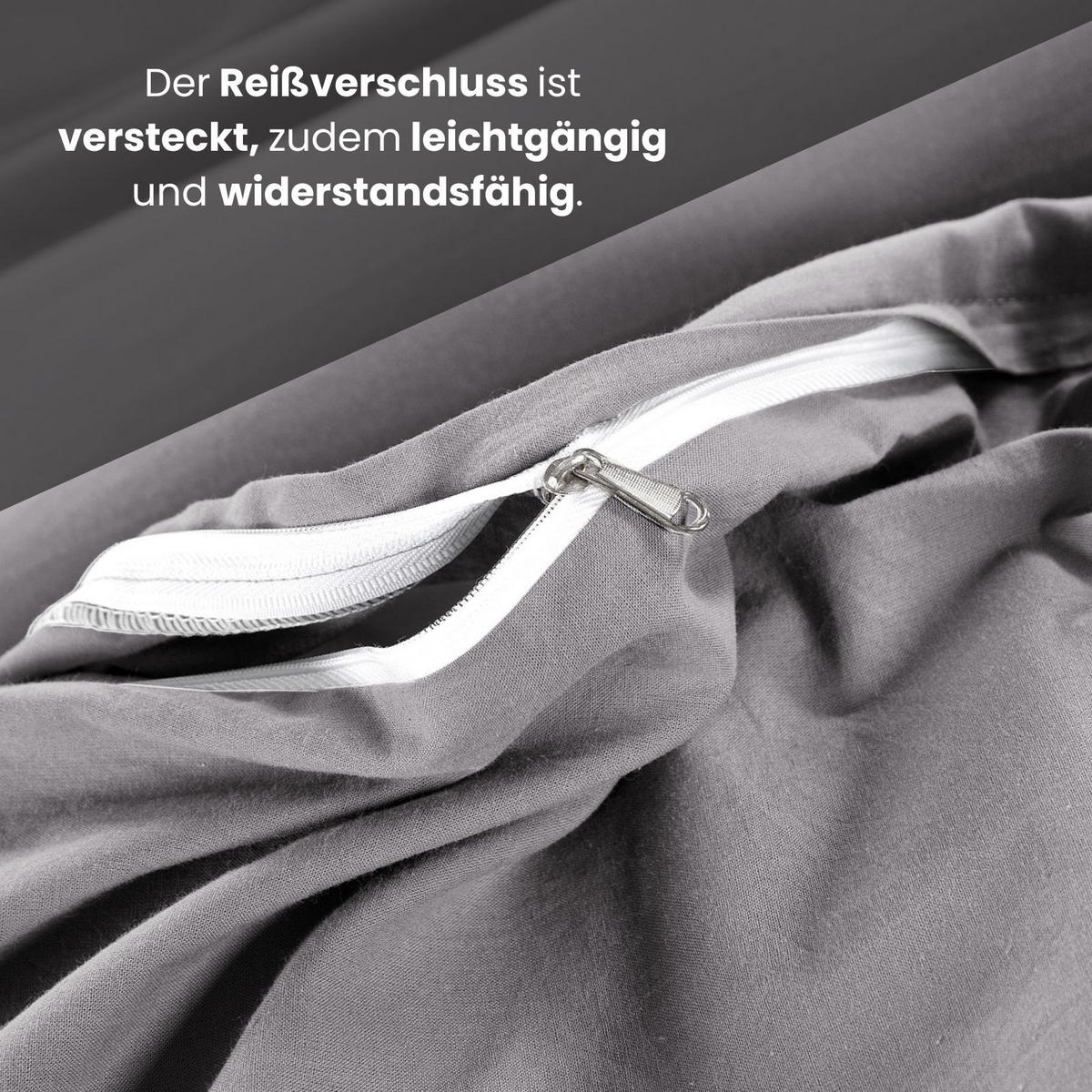 BETTWÄSCHE Stone Washed grau 135/200 cm 100% Baumwolle Used-Effekt mit Stehsaum - Grau, Textil (135/200cm) - wometo