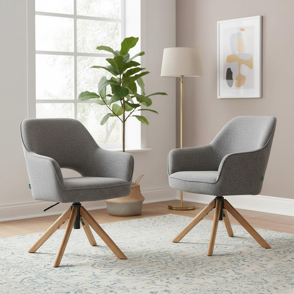 BÜROSTUHL Mika-Amia 2er-Set - Honigeiche/Dunkelgrau, Eichenholz/Holz (60/88/65cm) - DUBI Möbel