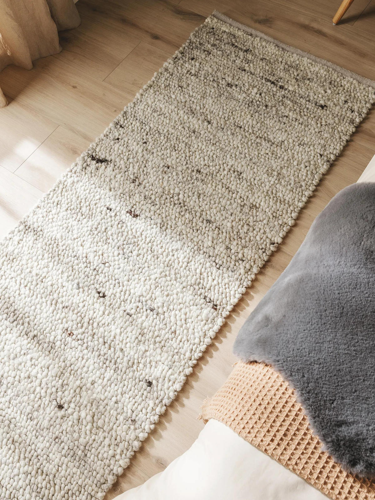 WOLLTEPPICH Finn Ivory Hellgrau 70x200 cm - Creme, Textil (70/200cm) - benuta Pure