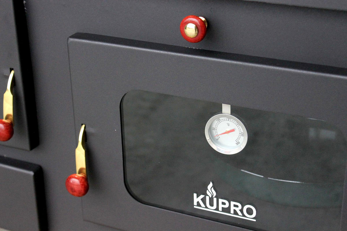 KAMINOFEN mit Backfach und Herdplatte 7,5 kW 93933 - Schwarz, Holz (83/76/47cm) - DanDiBo