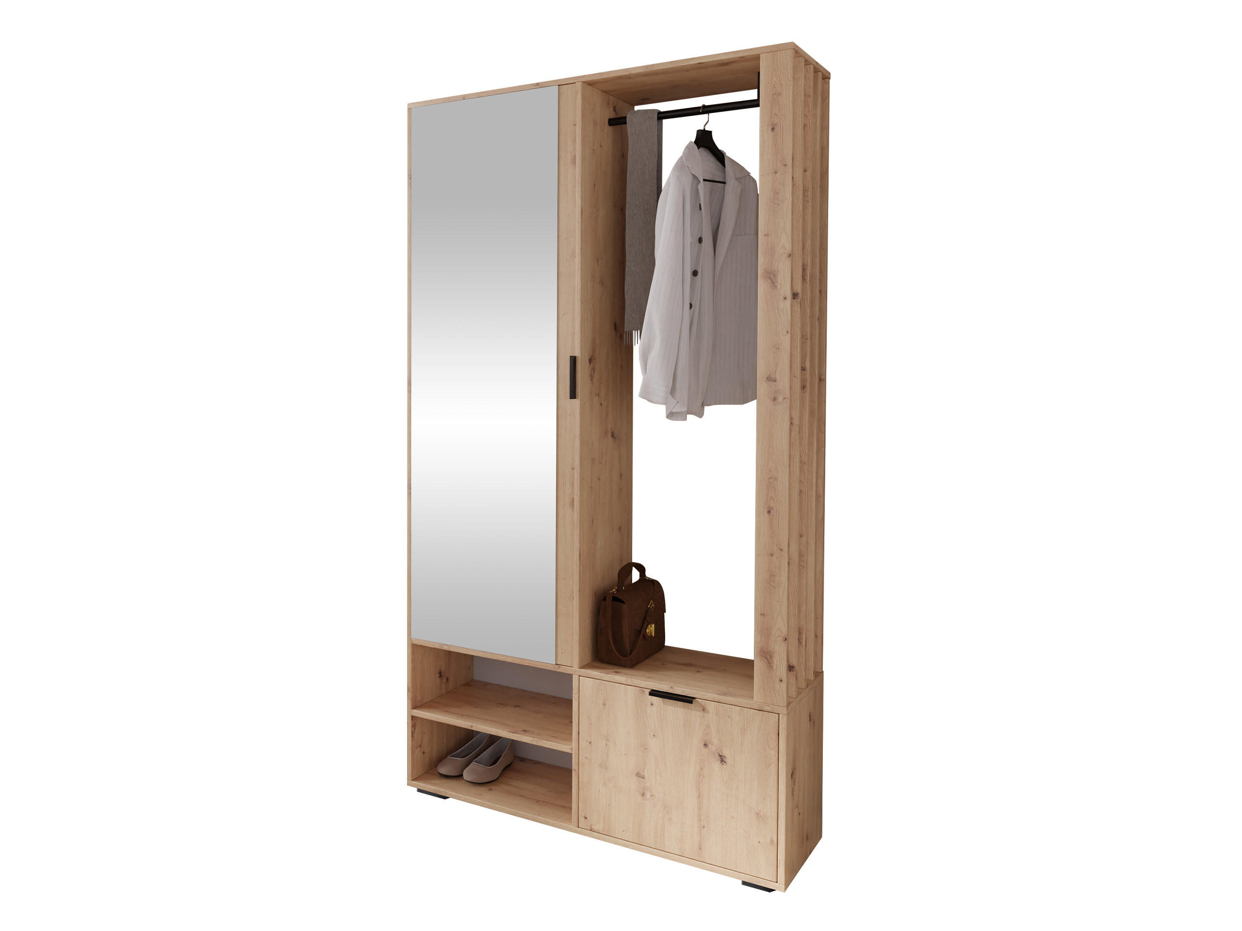 GARDEROBE Milo - Schwarz/Eiche Artisan, Holzwerkstoff/Kunststoff (100/190/33cm) - MIRJAN24