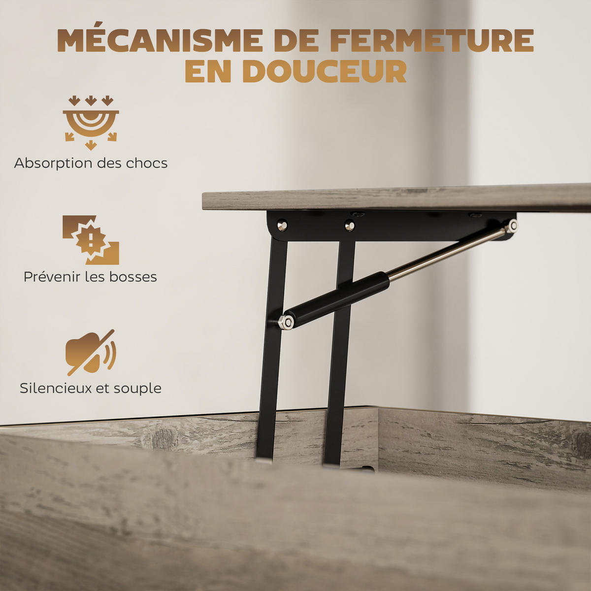 COUCHTISCH DE-15792 klappbare Platte Grau - Grau, Holzwerkstoff (95/40/59cm) - ComfortXL