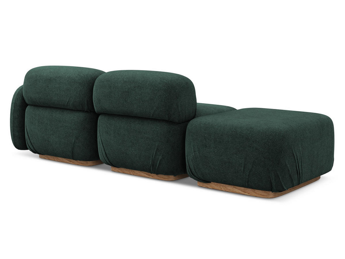 3-SITZER SOFA Bouclé Stoff Grün - Dunkelgrün/Braun, Holz/Textil (258/73/95cm) - Makamii