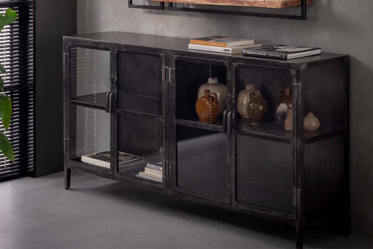 SIDEBOARD BREST Schwarz Metall - Schwarz, Metall (180/92/40cm) - KAWOLA
