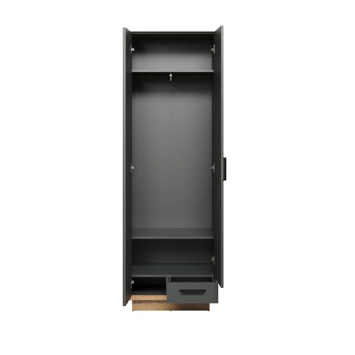GARDEROBENSCHRANK Eiche Dekor - Grau, Holzwerkstoff (65/65/198cm) - ebuy24
