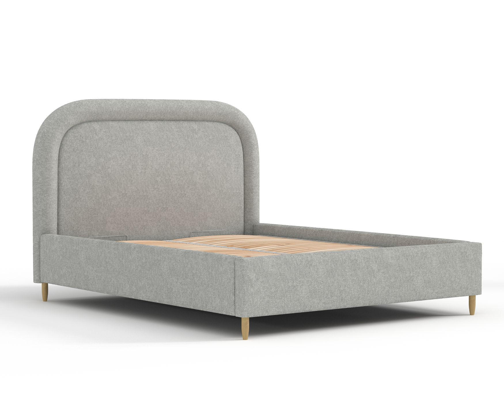 POLSTERBETT Mija Hellgrau 120/200 cm im Chenille-Stoff - Hellgrau/Naturfarben, Holz/Holzwerkstoff (120/200cm) - Maison de Reve