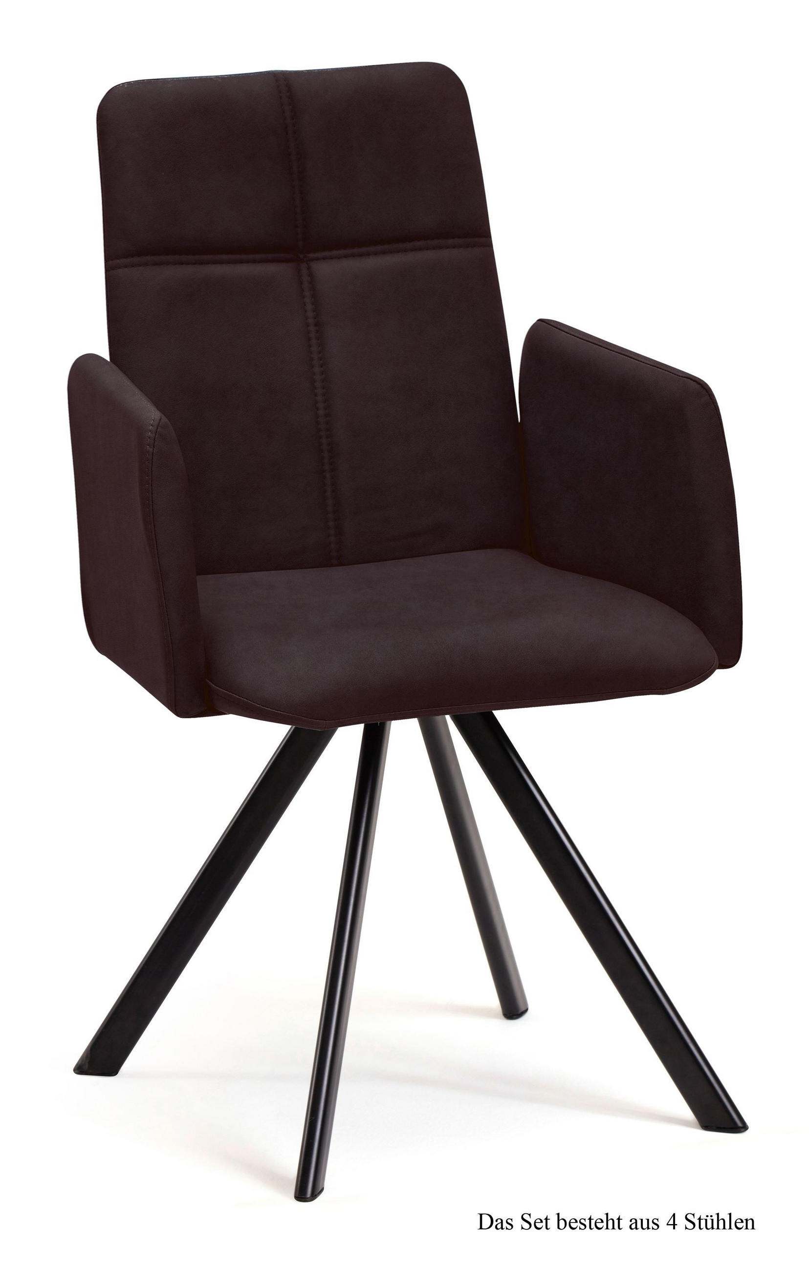 ARMLEHNSTUHL (4er-Set) Dawna 52x92x60 Schwarz/Espresso - Dunkelbraun/Schwarz, Kunststoff (60/92/52cm) - 58aufmkessel