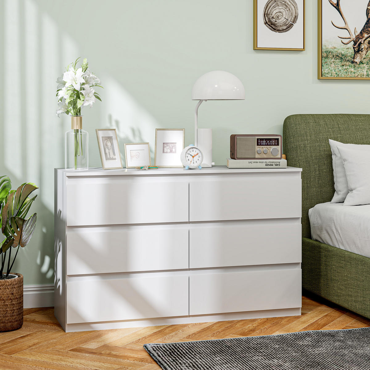 KOMMODE Weiß 120/39/75 cm - Weiß, Holzwerkstoff (120/75/39cm) - PANGIVO
