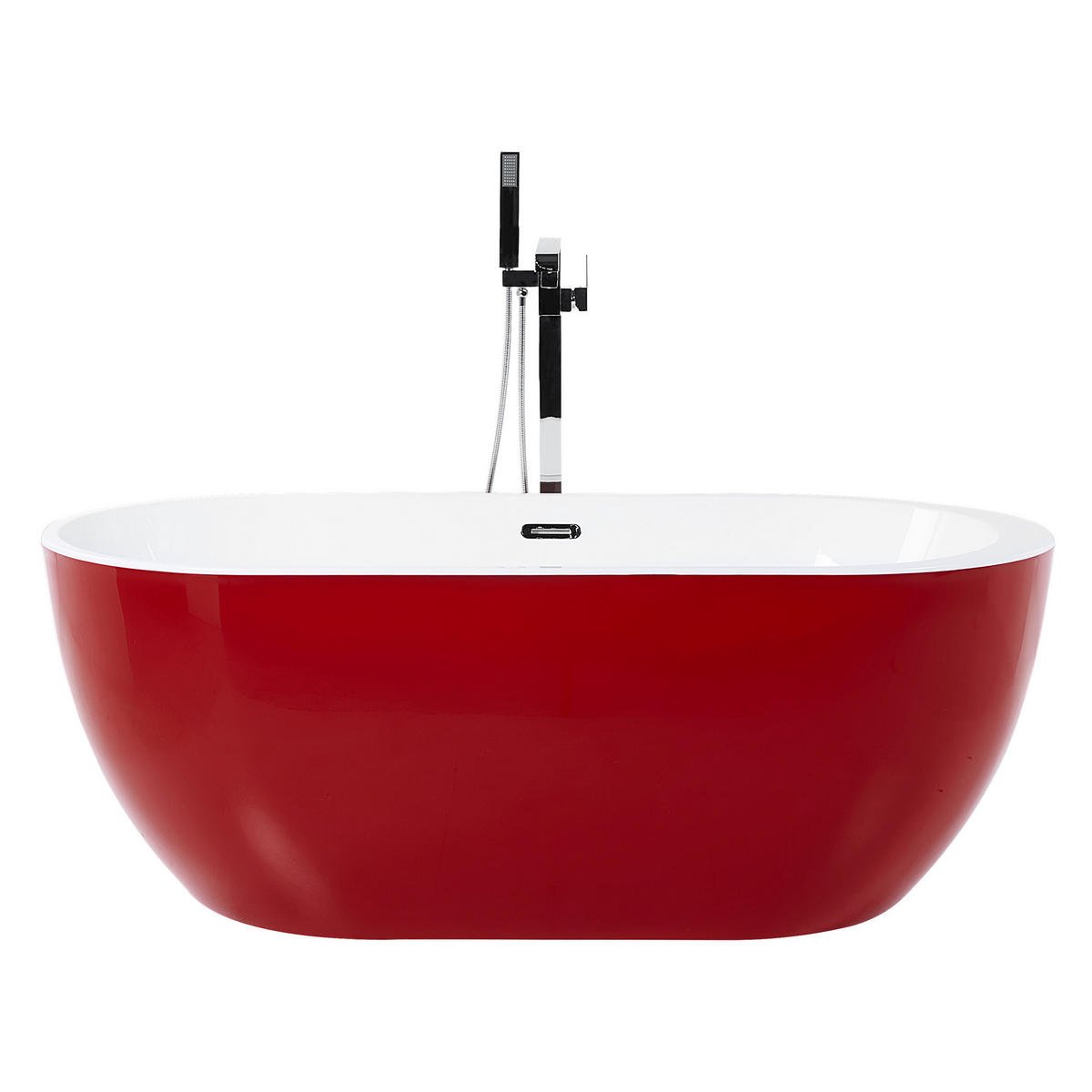 BADEWANNE FREISTEHEND 75x160x58 cm rot Nevis - Rot, Kunststoff (75/58/160cm) - Beliani