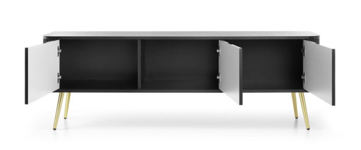 TV-SCHRANK Schwarz ZOJA Gefräst - Schwarz, Holzwerkstoff (168/56/39cm) - Sepro Meble