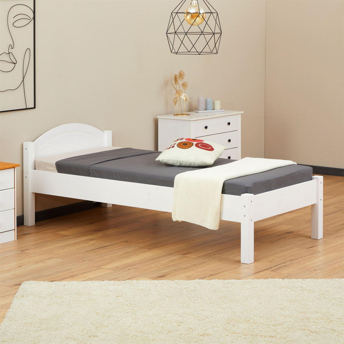 MASSIVHOLZBETT SORAJA 90X200 CM - Weiß, Holz (90/200cm) - IDIMEX