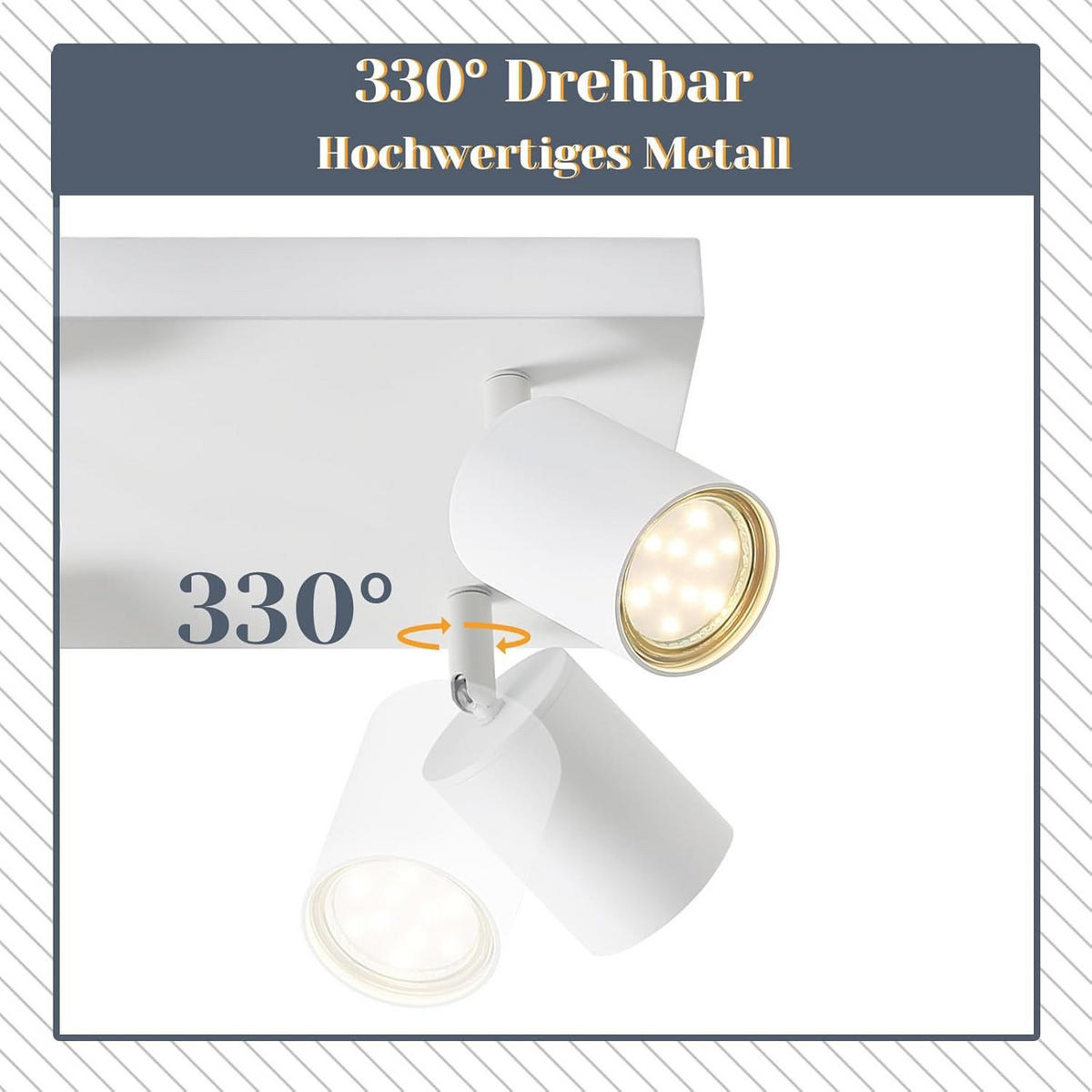DECKENSTRAHLER Kanna 25/25/14 cm - Weiß, Metall (25/25/14cm) - ZMH
