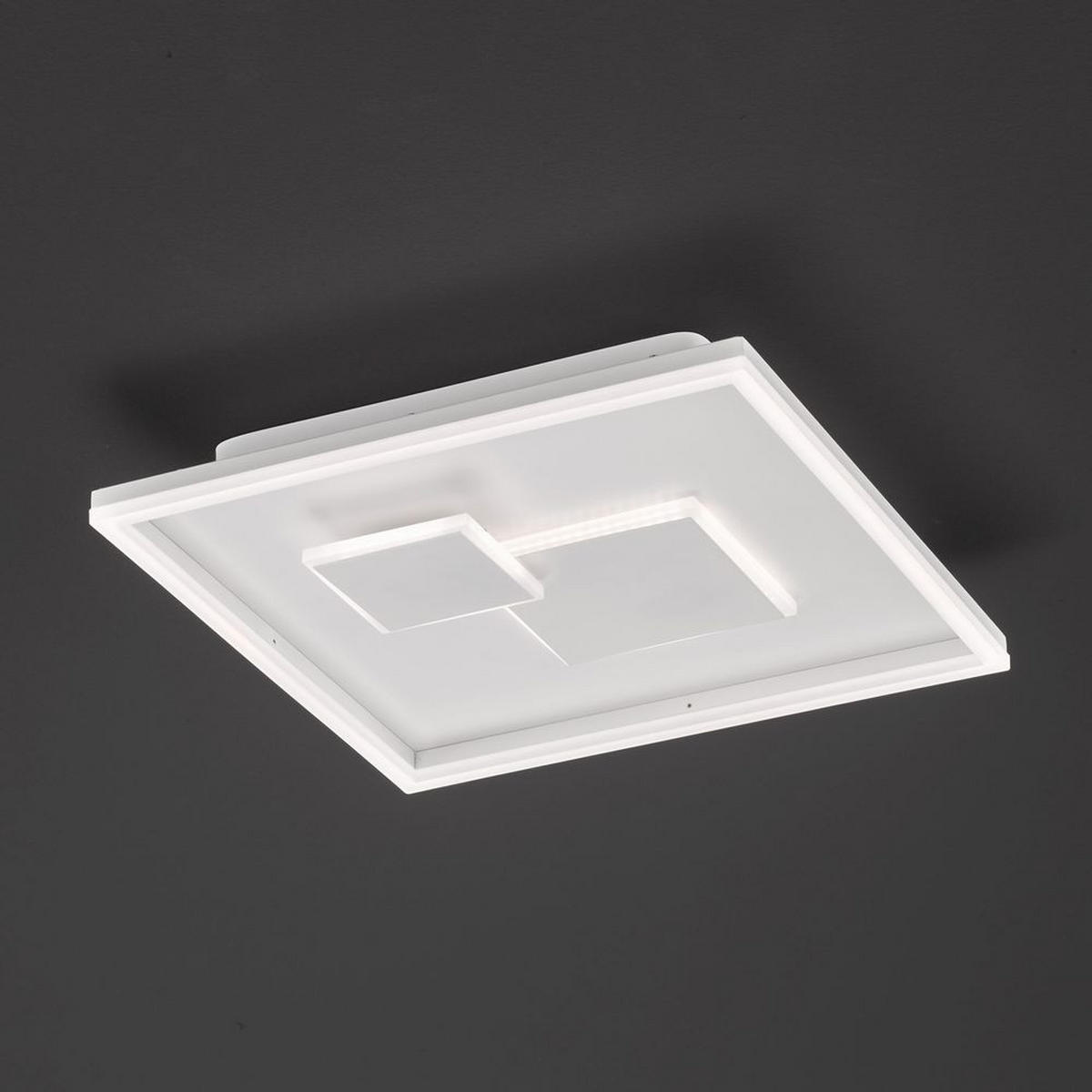 LED DECKENLEUCHTE Weiß 3 Stufen Dimmer - Weiß, Metall (40.5/40.5/6.5cm)