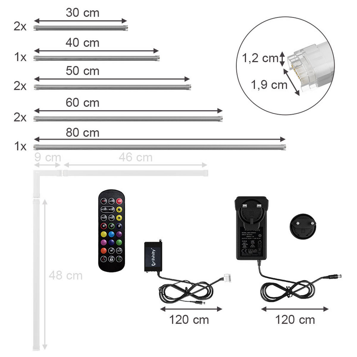 LED-PÁSEK Bílá - bílá, kov (1.5/400/1.5cm) - Vicco