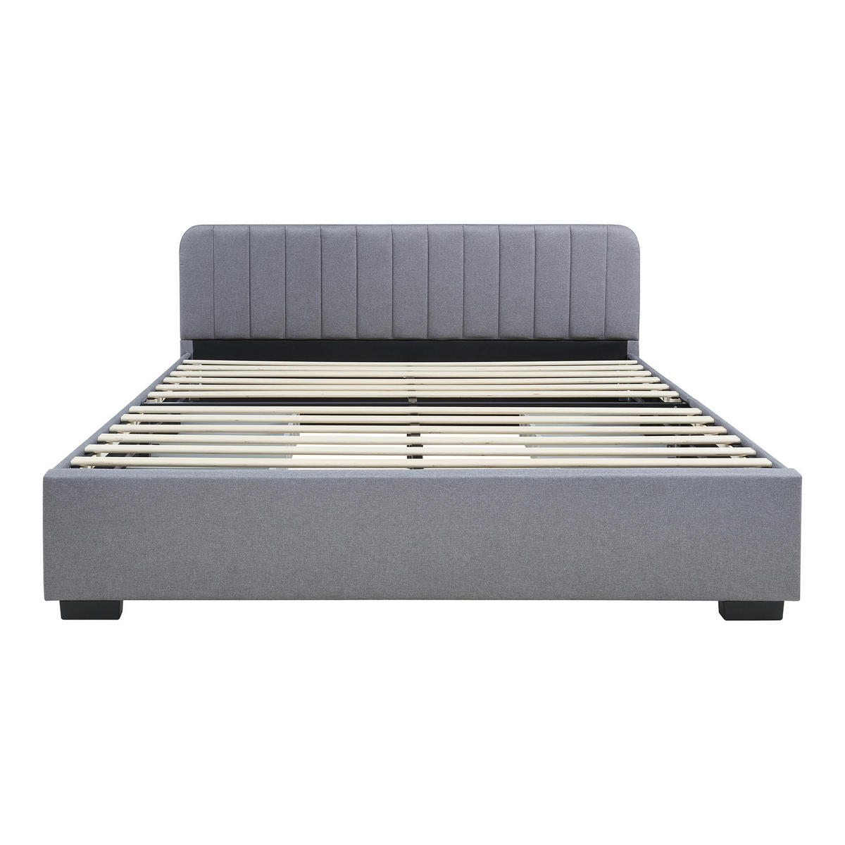 POLSTERBETT Nofrenna mit Matratze - Schwarz/Grau, Holzwerkstoff/Kunststoff (140/200cm) - [en.casa]