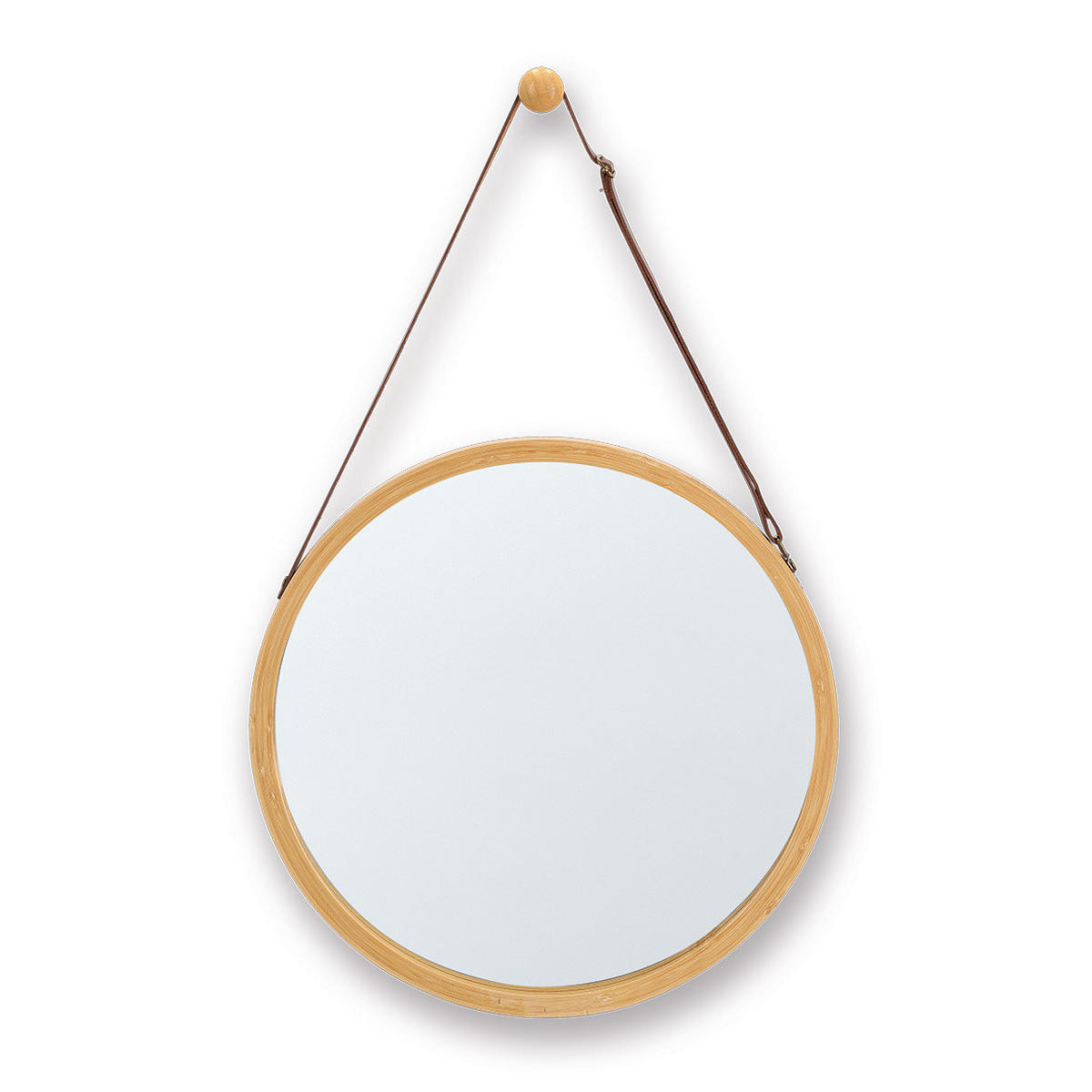 WANDSPIEGEL aus Bambus 38/38/1,5 cm - Beige, Naturmaterialen (38/1.5/38cm) - ZELLER