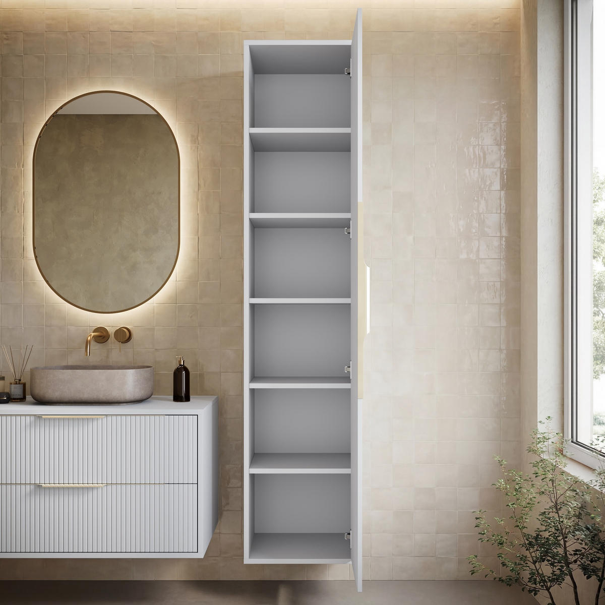 BADMÖBEL-SET Rimini 2 Teile Weiß Matt - 80 x 46 x 46 cm - Weiß, Holz (80/46/46cm) - Badplaats