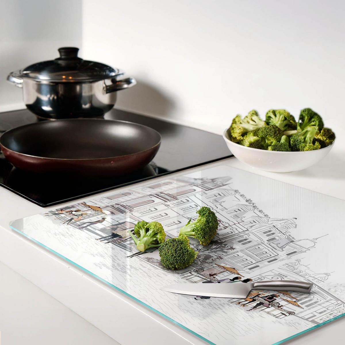 GLASPLATTE 60x52 cm Altstadt - Grau, Glas (60/0.4/52cm) - TULUP