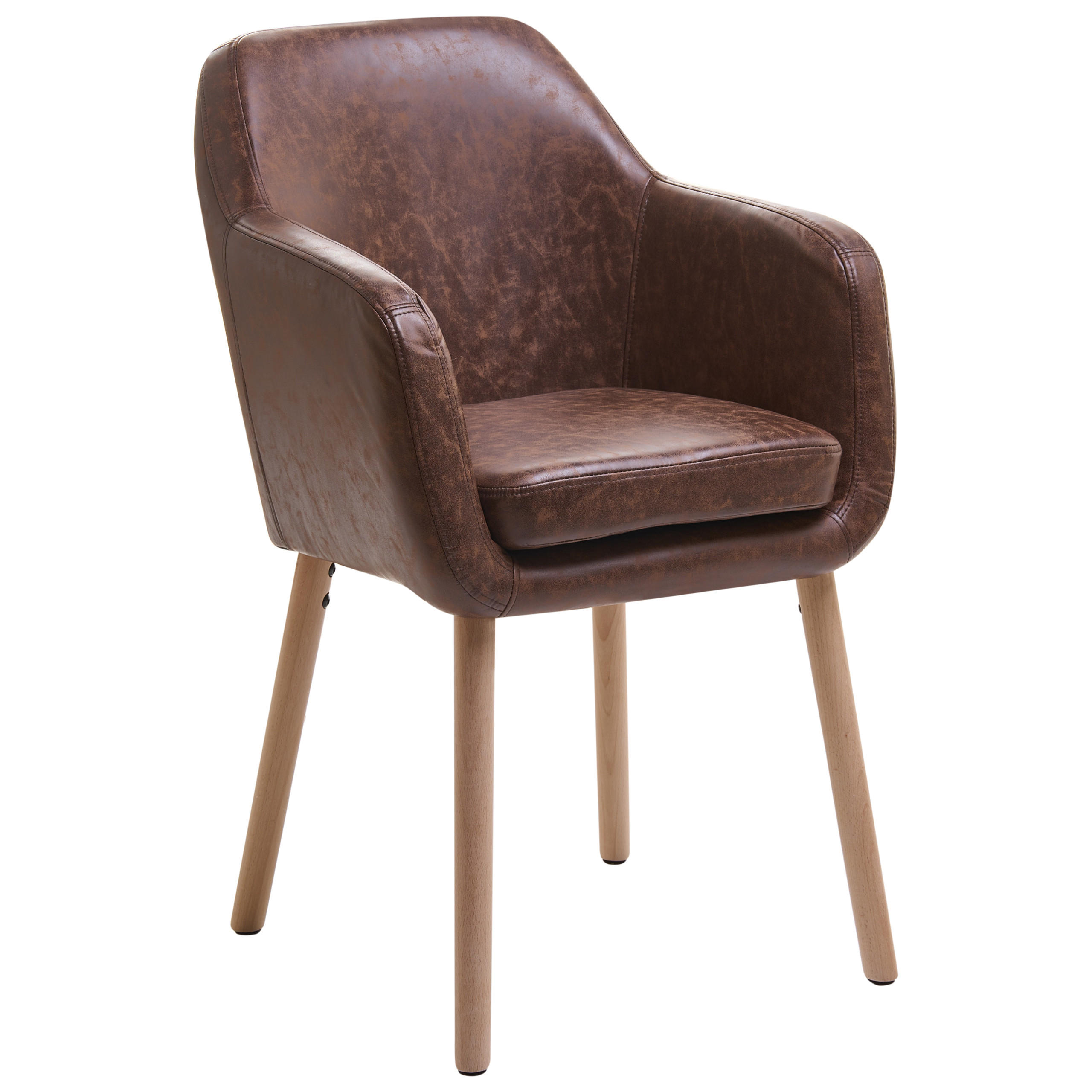 ESSZIMMERSTUHL Kunstleder Dunkelbraun Yorkville - Braun, Holz/Kunststoff (56/82/46cm) - Beliani