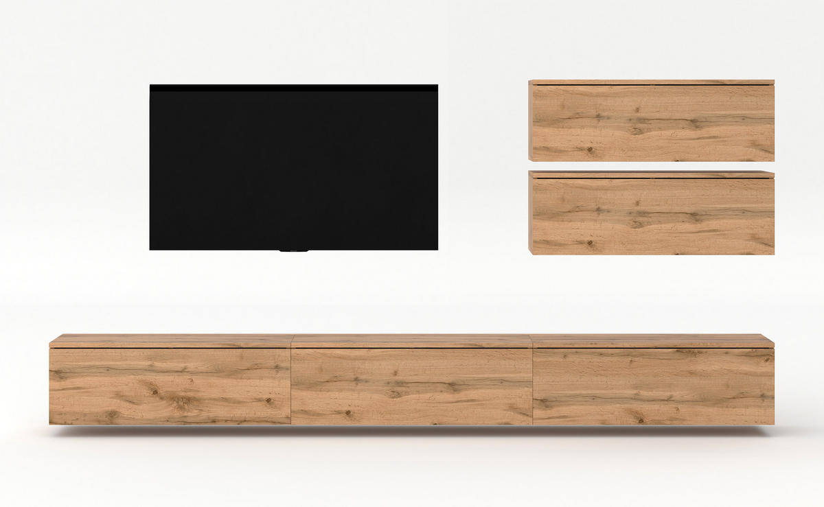 WOHNWAND Loriano V Eiche, Wotan 300/102/32 cm Anbauwand - Braun, Holzwerkstoff/Kunststoff (300/102/32cm) - AX Living