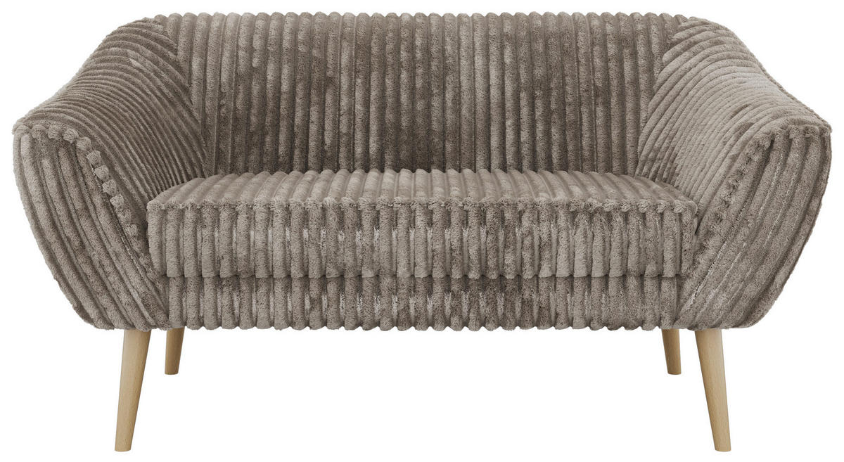 2-SITZER-SOFA PIRS - Hellbraun Cord - Holzbeine - Hellbraun/Buchefarben, Holzwerkstoff/Textil (140/75/74cm) - MKS