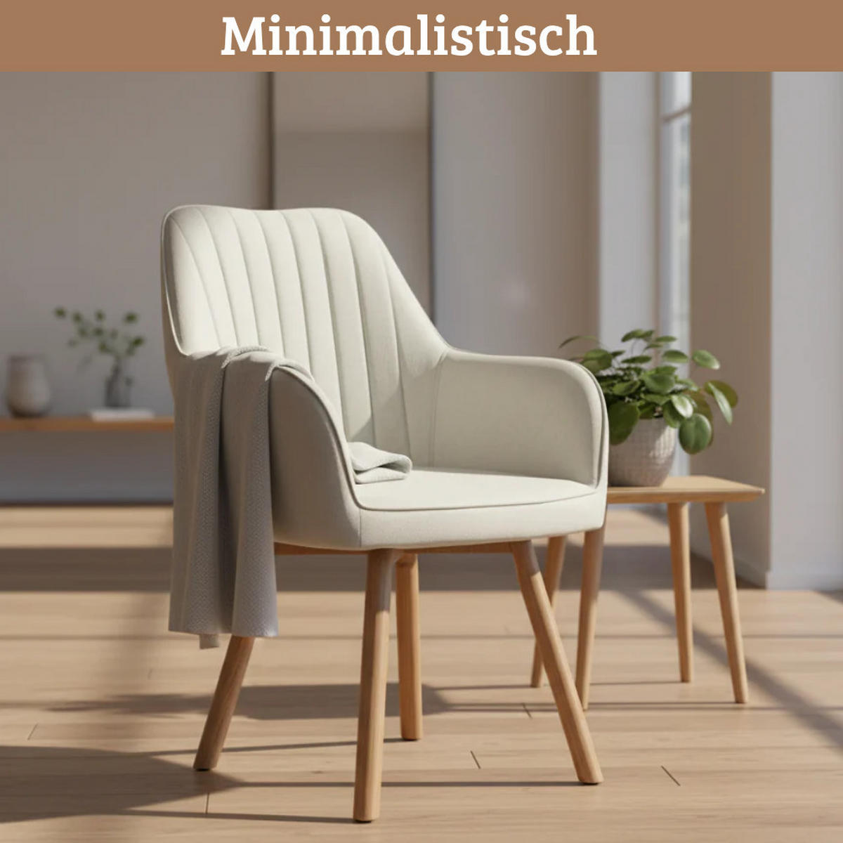 ESSZIMMERSTÜHLE 2er-Set ELLA Stoffbezug Beige Eichenholz - Beige, Eichenholz/Holz (47/85/47cm) - DELUKE