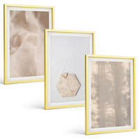 BILDER SET 3er Set - 40x60 cm Goldrahmen - Subtile Texturen, Boho-Natur - Goldfarben, Kunststoff (40/60cm) - TULUP