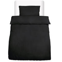 BETTWÄSCHE Meline 135/200 cm + Kissenbezug 40/80 cm Schwarz Seersucker - Schwarz, Textil (40/80cm) - Beautissu 