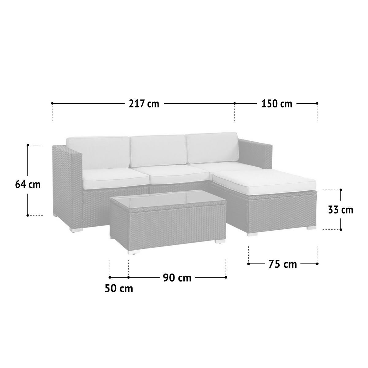 GARTENLOUNGE CALIFORNIA XL Grau - Grau, Kunststoff - SVITA