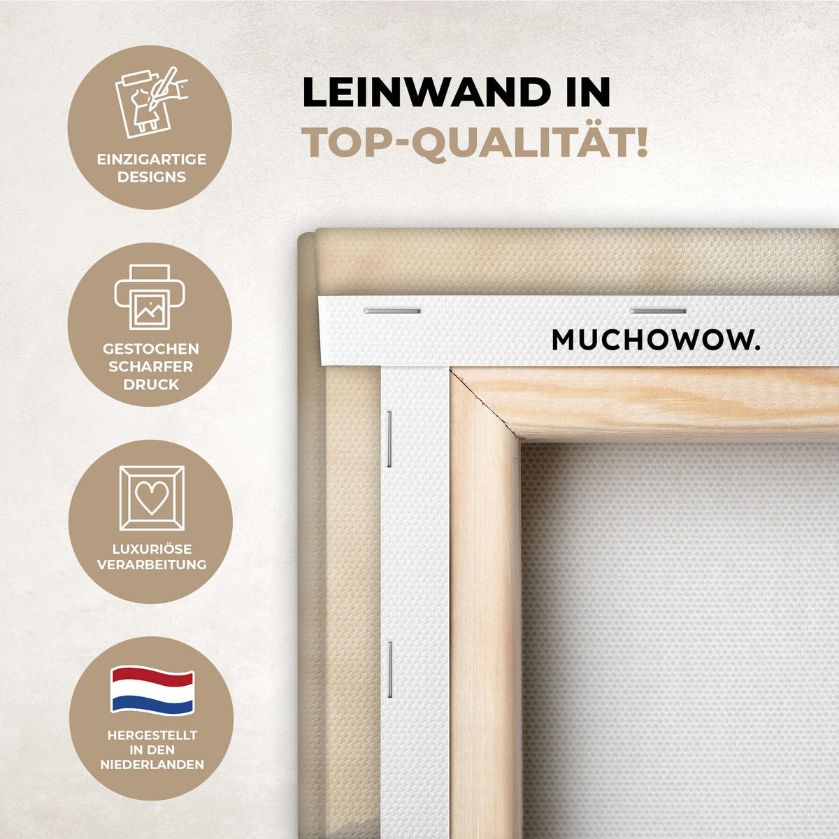 LEINWANDBILD Landschaft - Japandi - Vogel 30x20 cm - Beige, Textil (30/20cm) - MuchoWow