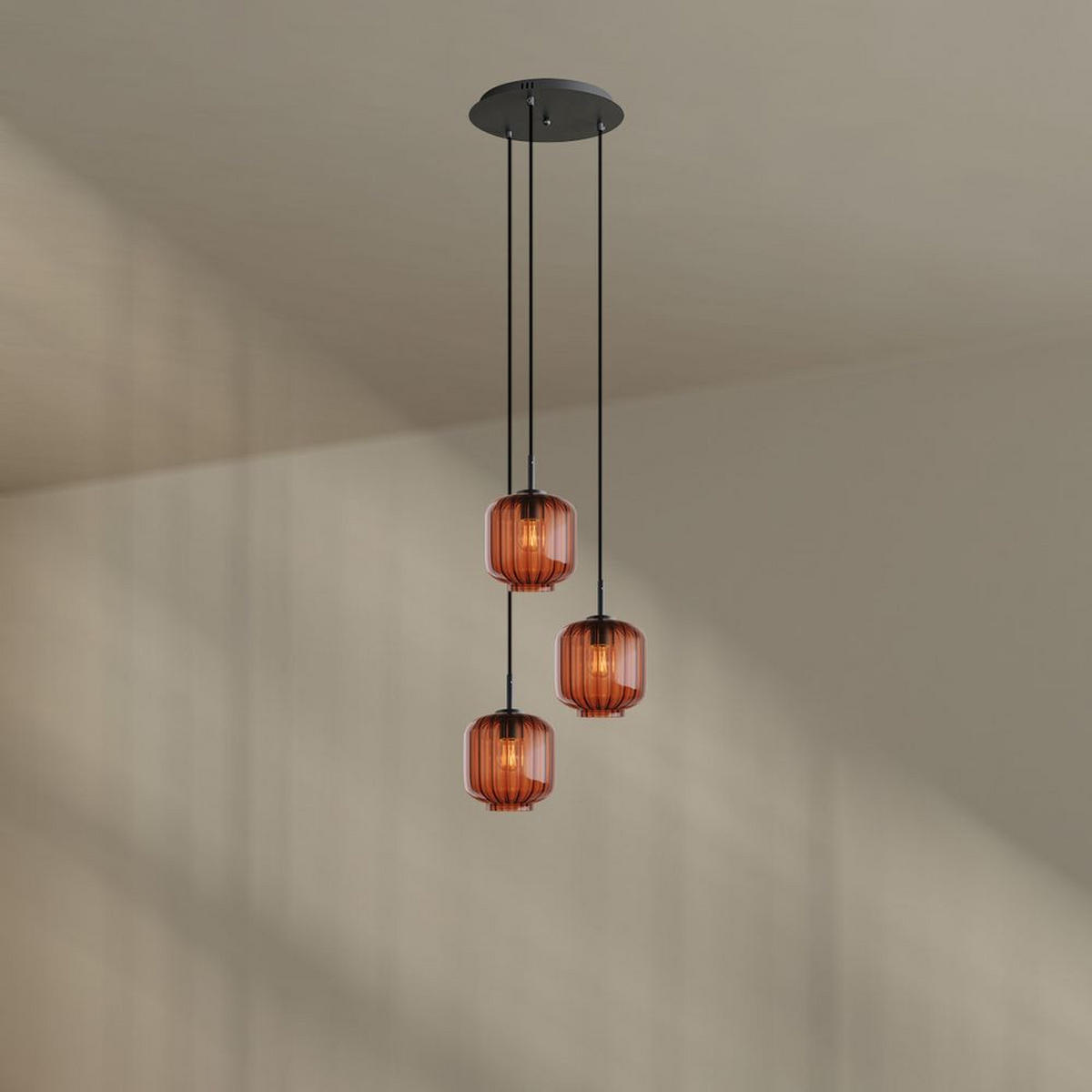 GALERIELEUCHTE Velo 3-flammig Braun Ø 20cm - Schwarz/Braun, Glas (20/20/20cm) - s.luce