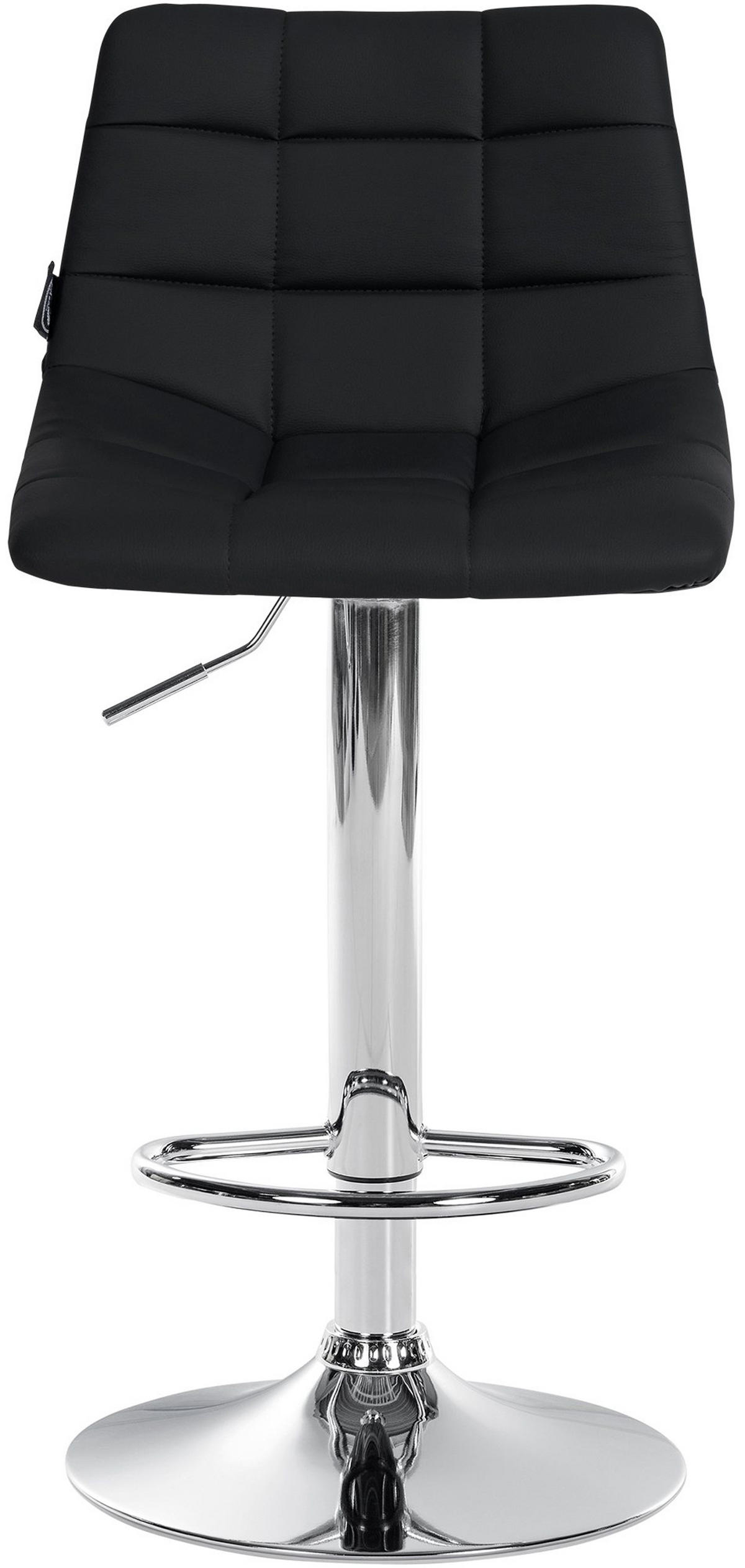 BARHOCKER James Kunstleder chrom schwarz - Chromfarben/Schwarz, Kunststoff/Metall (43/108.5/46.5cm) - TPFLiving