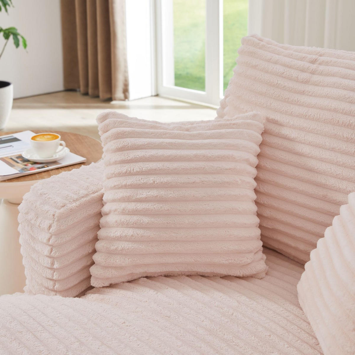 SOFA Cord Pink - Rosa, Textil (100/82/166cm) - WISHDOR
