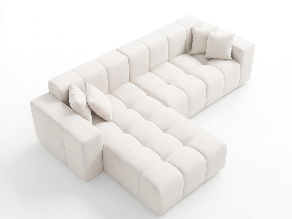 ECKSOFA Loopo Creme Links - Creme, Holz/Textil (265/180cm) - Graingold