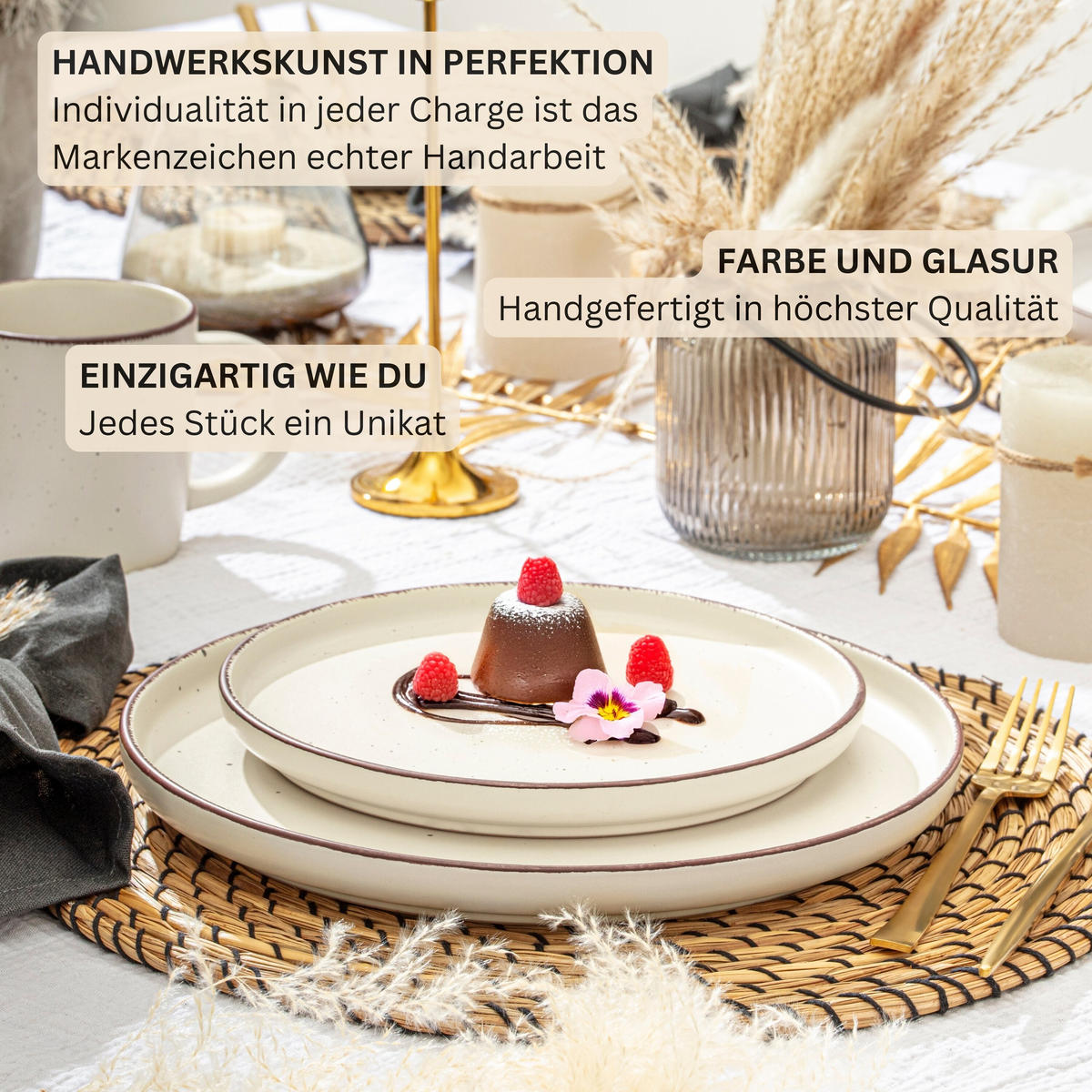 TAFELSERVICE BOMBAY BEACH - 12 teilig aus Steingut - Beige, Stein (27/6.5/27cm) - Sänger