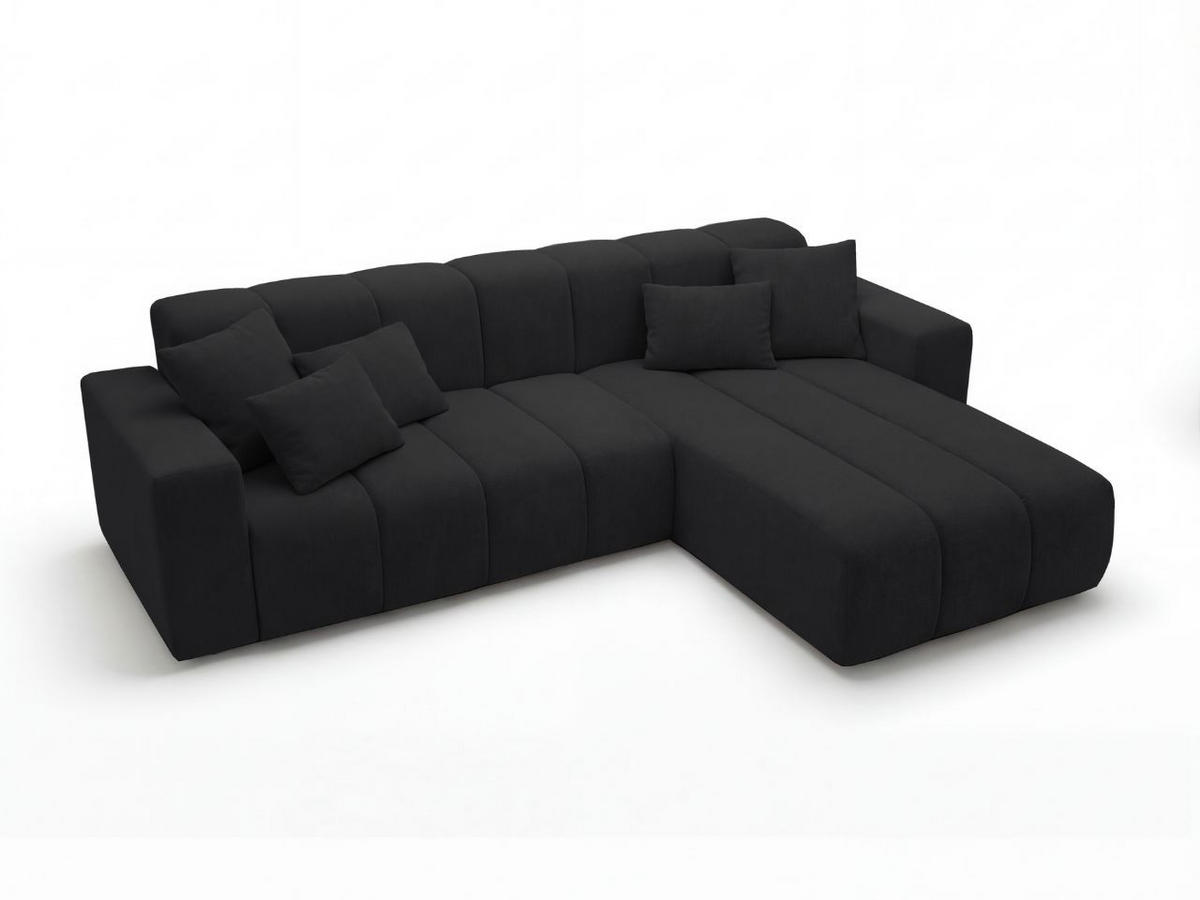 ECKSOFA Nork Schwarz Rechts - Schwarz, Holz/Textil (265/180cm) - Graingold